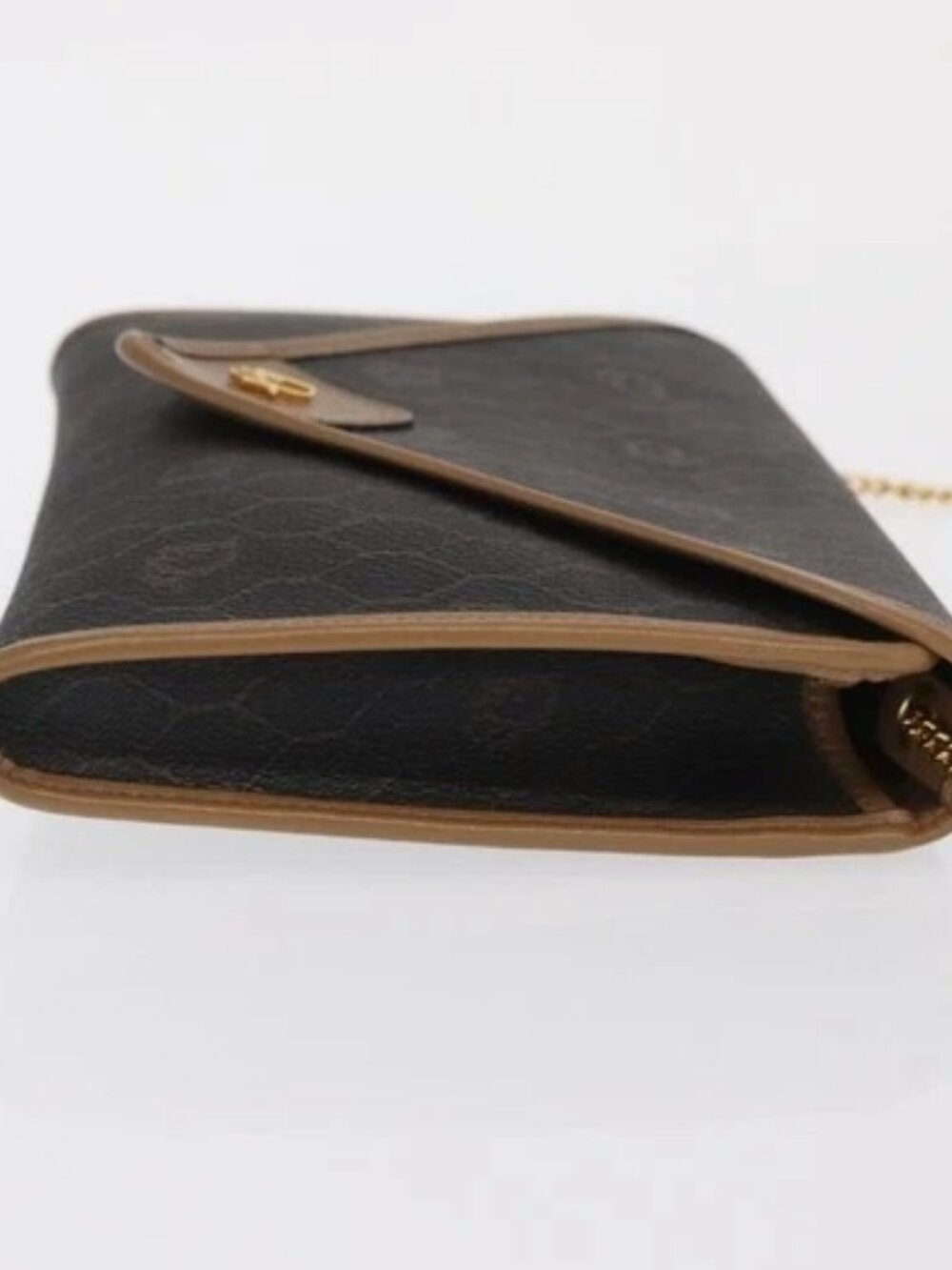 Christian Dior Honeycomb Canvas Chain Shoulder Bag PVC Black Gold Auth BA10086 - Picture 4 of 15